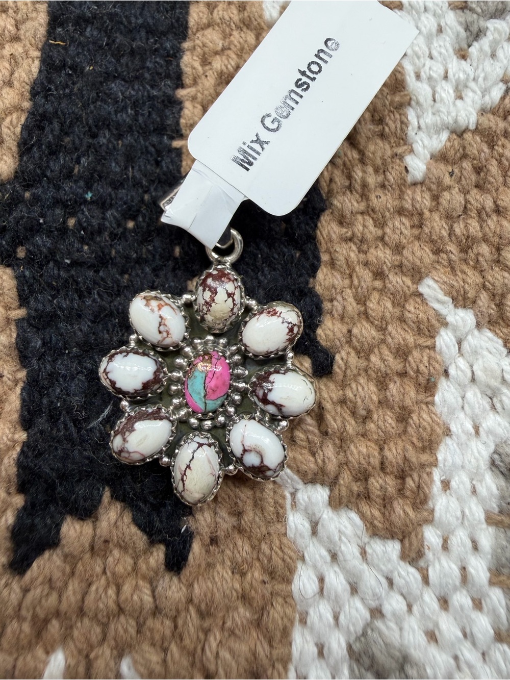 Wild horse and cotton candy flower pendant sterling silver